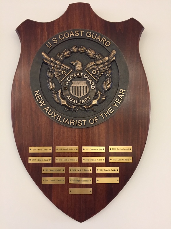 The New Auxiliarist of the Year Plaque